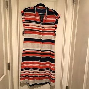 NWT Indulge in Style Navy/Orange Shirt Dress